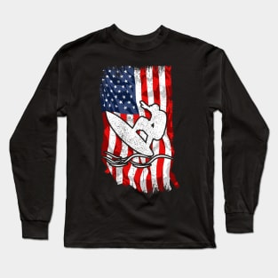 Patriotic Surfing American Flag Surf Long Sleeve T-Shirt